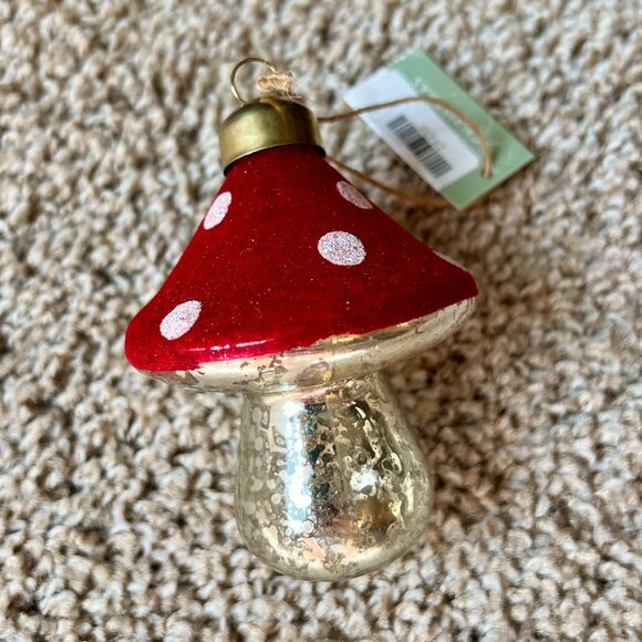 Other - Mushroom Mercury Glass Red Silver Christmas Ornament, NEW